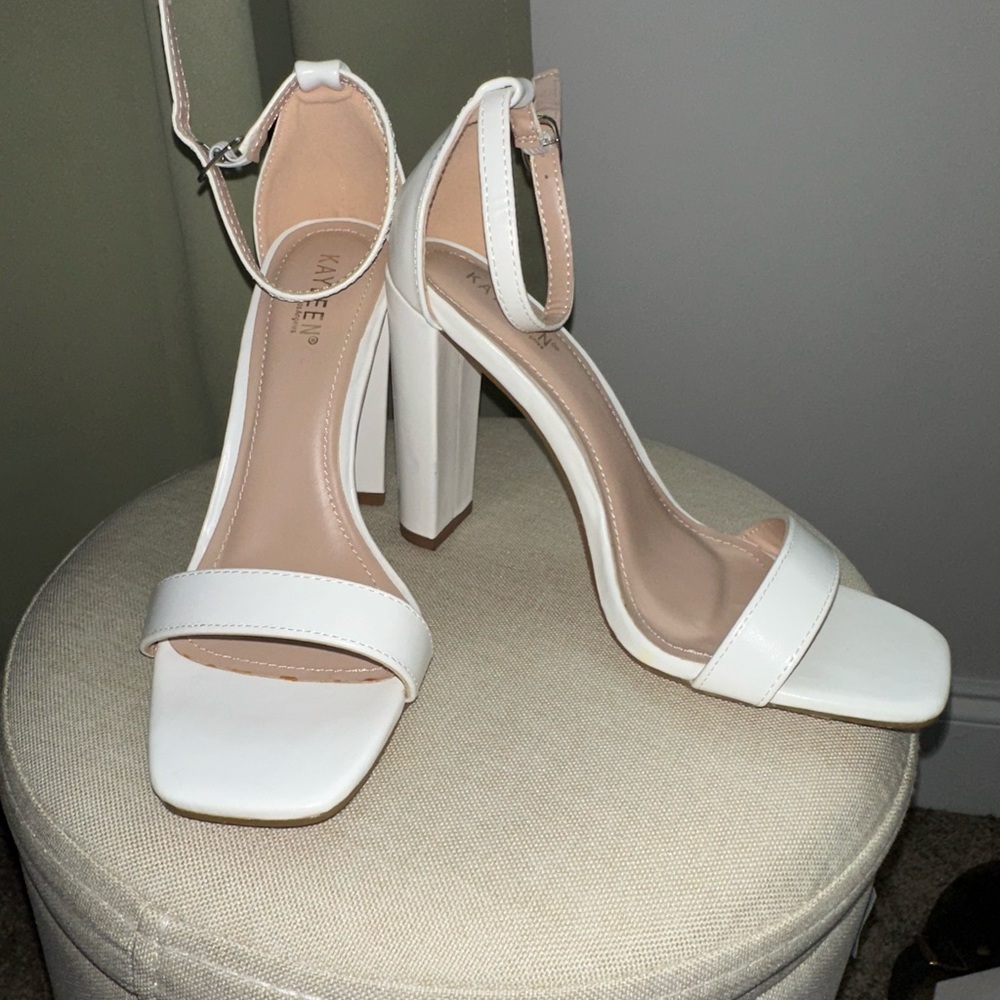 Strappy White Heels